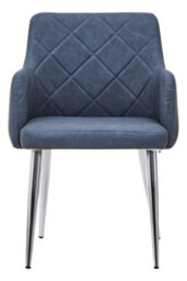 Orsina Dark Grey And Chrome Dining Chair, Armchair For Hallway, Decent Decorative Chair, Mid-Century Lounge Chair