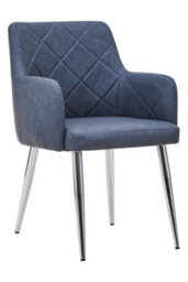 Orsina Dark Grey And Chrome Dining Chair, Armchair For Hallway, Decent Decorative Chair, Mid-Century Lounge Chair - thumbnail 2