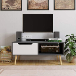 Gr8 Home Wooden Grey White Scandinavian Coffee Table With Legs Storage Compartment Drawer - thumbnail 5