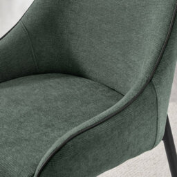 Furniturebox Set Of 2 Dining Chairs - Beaumont Premium Dining Chairs - Green Fabric Black Leg Dining Chairs - Kitchen Dining Room Chairs - thumbnail 7