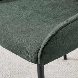 Furniturebox Set Of 2 Dining Chairs - Beaumont Premium Dining Chairs - Green Fabric Black Leg Dining Chairs - Kitchen Dining Room Chairs - thumbnail 6