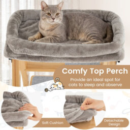 Costway Pine Wood Cat Tree 5-Level Foldable Cat Climbing Tower W/ Ladder Design - thumbnail 4