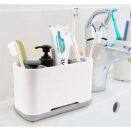 5 Compartments Plastic Makeup Desk Organiser Cosmetic Storage Box Uk - thumbnail 5