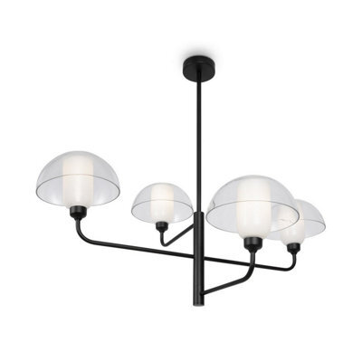 Luminosa Lighting Luminosa Memory Modern Multi Arm Pendant Ceiling Light Black 4Xe14 Glass Shade - image 1