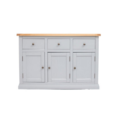 Cabinet Bits Loreo Light Grey 3 Drawer 3 Door Sideboard Brass Knob - image 1