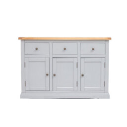 Cabinet Bits Loreo Light Grey 3 Drawer 3 Door Sideboard Brass Knob - thumbnail 1