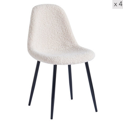 Nordlys Set Of 4 Metal And White Bouclé Dining Chairs Modern Design Style Dining Room - image 1