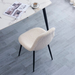 Nordlys Set Of 4 Metal And White Bouclé Dining Chairs Modern Design Style Dining Room - thumbnail 5