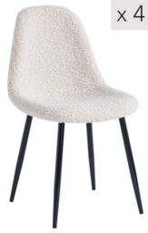 Nordlys Set Of 4 Metal And White Bouclé Dining Chairs Modern Design Style Dining Room - thumbnail 2