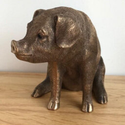 Animal Crackers Bronze Effect Sitting Pig Ornament, Leonardo Reflections Bronzed Collection, Gift Boxed - thumbnail 3