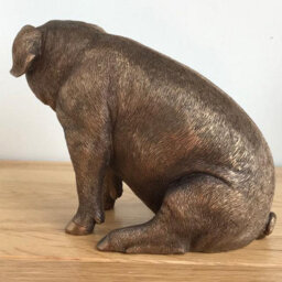 Animal Crackers Bronze Effect Sitting Pig Ornament, Leonardo Reflections Bronzed Collection, Gift Boxed - thumbnail 5