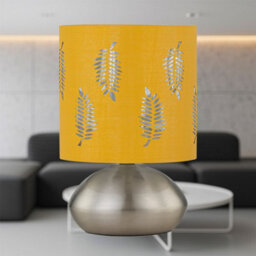 First Choice Lighting Jenson - Brushed Chrome Touch Table Lamp With Ochre Fern Shade - thumbnail 3