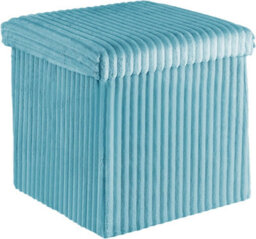 Storage Ottoman Padded Foldable Bench Chest With Lid Holds Up To 100 Kg For Bedroom Room Blue Corduroy 38Cm X 38 Cm X 38 Cm - thumbnail 2