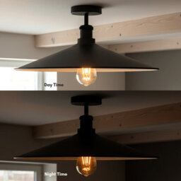2 Pack Black Modern Semi Flush Mount Ceiling Light Metal Flat Shape E27 Base Ceiling Lights Fitting For Kitchen Bedroom - thumbnail 7