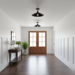 2 Pack Black Modern Semi Flush Mount Ceiling Light Metal Flat Shape E27 Base Ceiling Lights Fitting For Kitchen Bedroom - thumbnail 5