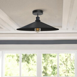 2 Pack Black Modern Semi Flush Mount Ceiling Light Metal Flat Shape E27 Base Ceiling Lights Fitting For Kitchen Bedroom - thumbnail 2