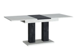 Furneo Modern Dining Table Extendable 140-180Cm White Marble & Black Concrete Effect Theo 05 - thumbnail 8