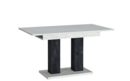 Furneo Modern Dining Table Extendable 140-180Cm White Marble & Black Concrete Effect Theo 05 - thumbnail 9