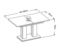 Furneo Modern Dining Table Extendable 140-180Cm White Marble & Black Concrete Effect Theo 05 - thumbnail 4