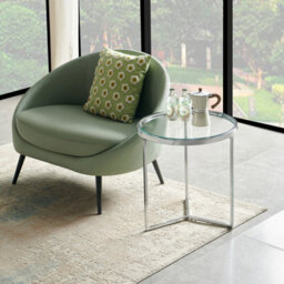 The Furniture Market Monza Round Glass Side Lamp Table With Chrome Frame - thumbnail 3