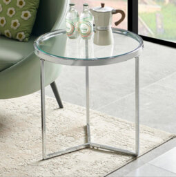 The Furniture Market Monza Round Glass Side Lamp Table With Chrome Frame - thumbnail 1