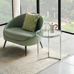 The Furniture Market Monza Round Glass Side Lamp Table With Chrome Frame - thumbnail 2
