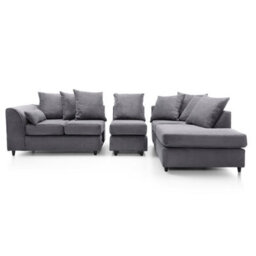 Abakus Direct Jumbo Large Grey Cord Right Facing Corner Sofa For Living Room With Thick Luxury Deep Filled Cushioning - thumbnail 3