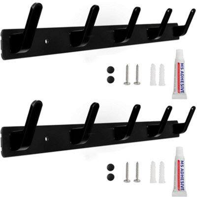 Wall-Mounted Coat Rack With 2 Hooks And 5 Hooks For Entryway, Bathroom, Kitchen, Two Installation Methods - image 1