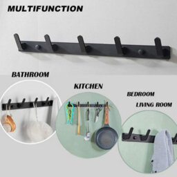 Wall-Mounted Coat Rack With 2 Hooks And 5 Hooks For Entryway, Bathroom, Kitchen, Two Installation Methods - thumbnail 4