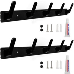 Wall-Mounted Coat Rack With 2 Hooks And 5 Hooks For Entryway, Bathroom, Kitchen, Two Installation Methods - thumbnail 1