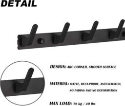Wall-Mounted Coat Rack With 2 Hooks And 5 Hooks For Entryway, Bathroom, Kitchen, Two Installation Methods - thumbnail 3