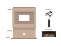 Acantha Pre-Built Media Wall 3 With Vision Electric Media Stove & Log Store In Black - thumbnail 3