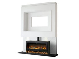 Acantha Pre-Built Media Wall 3 With Vision Electric Media Stove & Log Store In Black - thumbnail 4