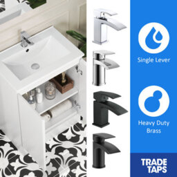 GravaHaus 600mm Freestanding Bathroom Vanity Unit With Basin Chrome Round Tap & Waste - thumbnail 2