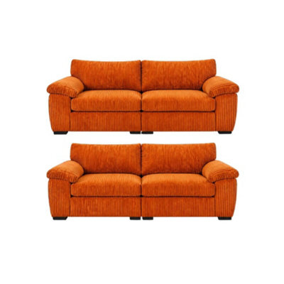 Sofaselectionuk Ltd Amalfi 3+2 Seater Split Sofa Soft Fabric In Orange - image 1