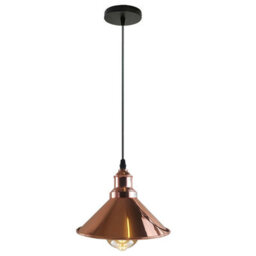 Industrial Single Pendant Light With 22Cm Rose Gold Metal Cone Shade For Bedroom Hallway Kitchen Or Restaurant - thumbnail 7