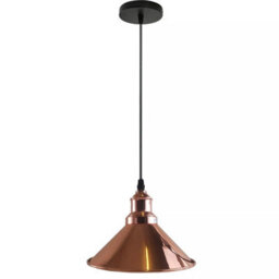 Industrial Single Pendant Light With 22Cm Rose Gold Metal Cone Shade For Bedroom Hallway Kitchen Or Restaurant - thumbnail 1