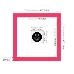 "4X4"" Bright Pink Picture Frame - 4X4"" Square Frame With 1X1"" Mount For 4X4""/1X1"" Pictures Art Deco Style Room Decor, 1 Pack" - thumbnail 2
