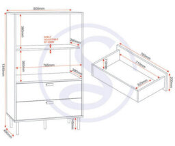 Seconique Leon 2 Door 2 Drawer Cabinet Medium Oak Effect Metal Legs - thumbnail 6