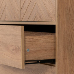 Seconique Leon 2 Door 2 Drawer Cabinet Medium Oak Effect Metal Legs - thumbnail 5