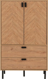 Seconique Leon 2 Door 2 Drawer Cabinet Medium Oak Effect Metal Legs - thumbnail 2