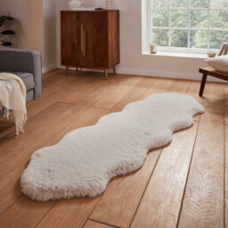 Beige Plain Shaggy Luxurious Modern Rug For Living Room And Bedroom-60Cm X 180Cm ( Double ) - thumbnail 2