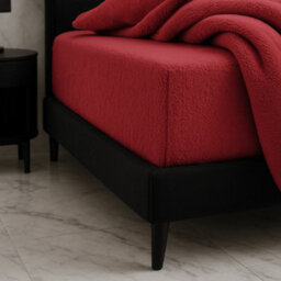 Teddy Fitted Sheet 30Cm Extra Deep Soft Cuddly Soft Touch Bedding Red - thumbnail 1