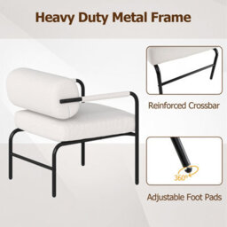 Gainoom White Modern Leisure Chair Velvet Upholstered Accent Chair - thumbnail 8