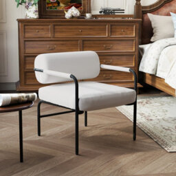 Gainoom White Modern Leisure Chair Velvet Upholstered Accent Chair - thumbnail 4