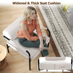 Gainoom White Modern Leisure Chair Velvet Upholstered Accent Chair - thumbnail 6