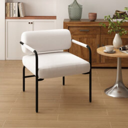 Gainoom White Modern Leisure Chair Velvet Upholstered Accent Chair - thumbnail 3