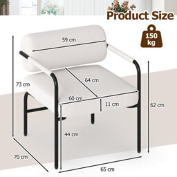 Gainoom White Modern Leisure Chair Velvet Upholstered Accent Chair - thumbnail 2