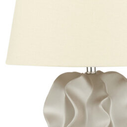 Beliani Bedside Table Lamp - Textured Light Gold Ceramic Base With Cream Fabric Shade, W28 X D28 X H46Cm - thumbnail 4