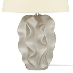 Beliani Bedside Table Lamp - Textured Light Gold Ceramic Base With Cream Fabric Shade, W28 X D28 X H46Cm - thumbnail 6
